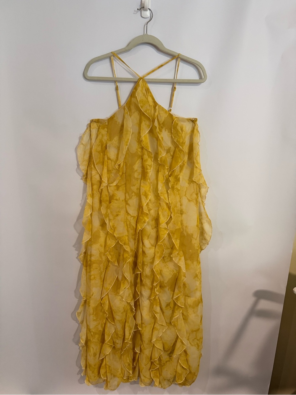 Sunlit Ruffle Halter Maxi Dress - Yellow